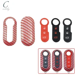 Cocolockey Red Key Fob Shell For FIAT 500 500L Panda Punto Ducato Bravo 3Button Flip Remote Key Replacement Plastic New Look Car