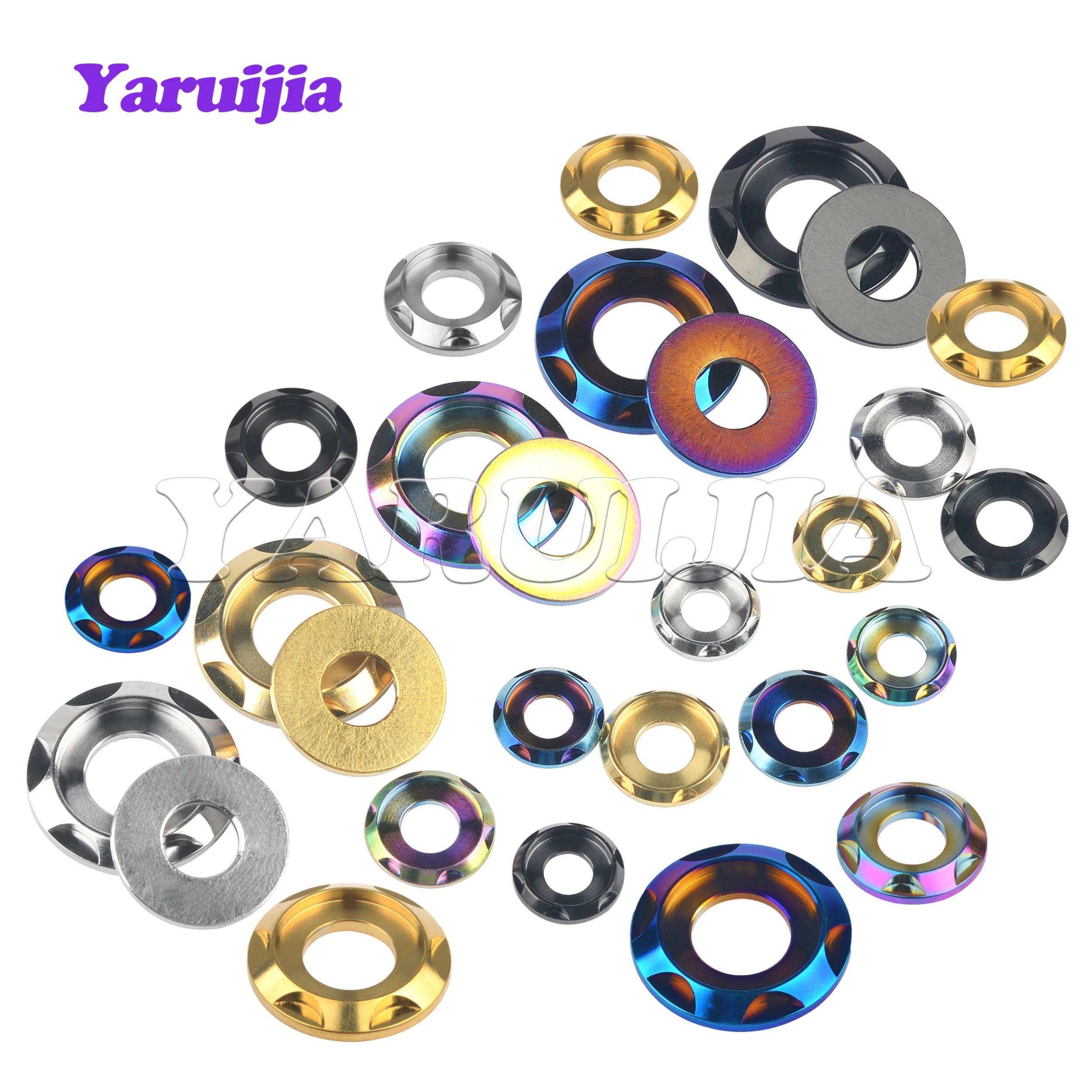Yaruijia Titanium Spacer Washers M5/M6/M8/M10 Gasket for Bike Motorcycle Car Decorative Washers