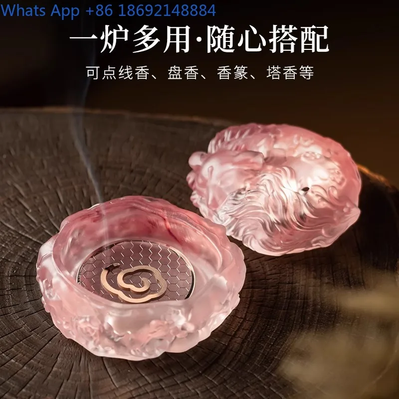 Home Use Ancient Glazed Nine-Tailed Fox Incense Burner Coil Incense Burner Tea Ceremony Sandalwood Incense Burner Gift Ornament