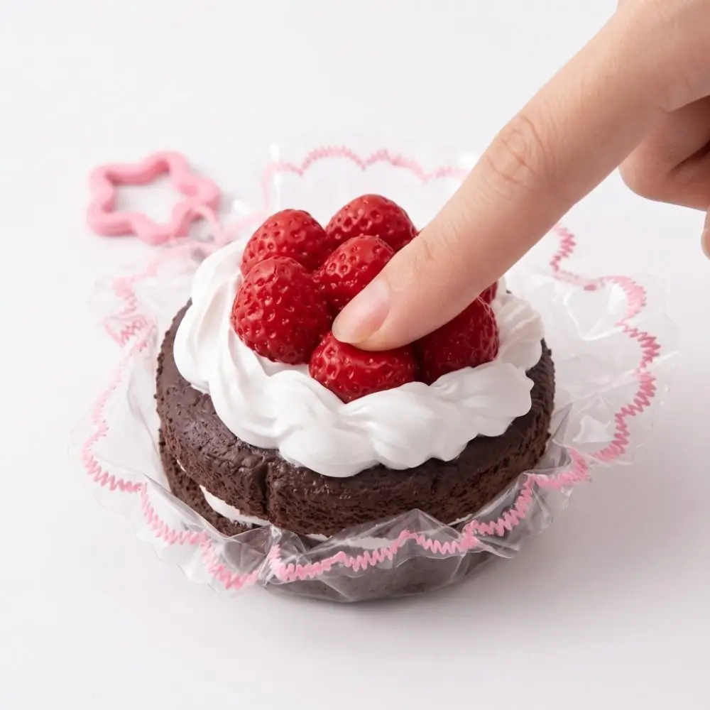 Hand Relax Cute Cake Squishy Keychain Shapable Handmade Strawberry Cake Squishy Keychain Pinch Bounce Bag Pendant Adults