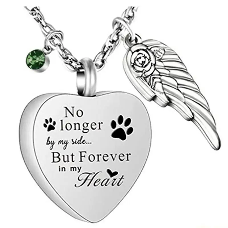 31BF Sturdy Stainless Steel Heart Wing Locket Necklace for Ashes or Sentimental for Memories Daily Use