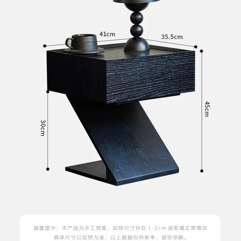 Customizable Italian Minimalist Black Bedside Table Bedroom Bedside Cabinet Creative Z-shaped Storage Cabinet