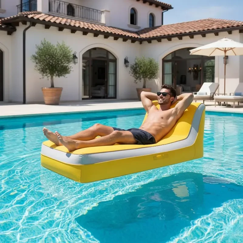 Custom Inflatable Lounge Chair With Backrest Portable Floating Water Bed Sofa For Summer Pool Parties Beach Relaxation Gear