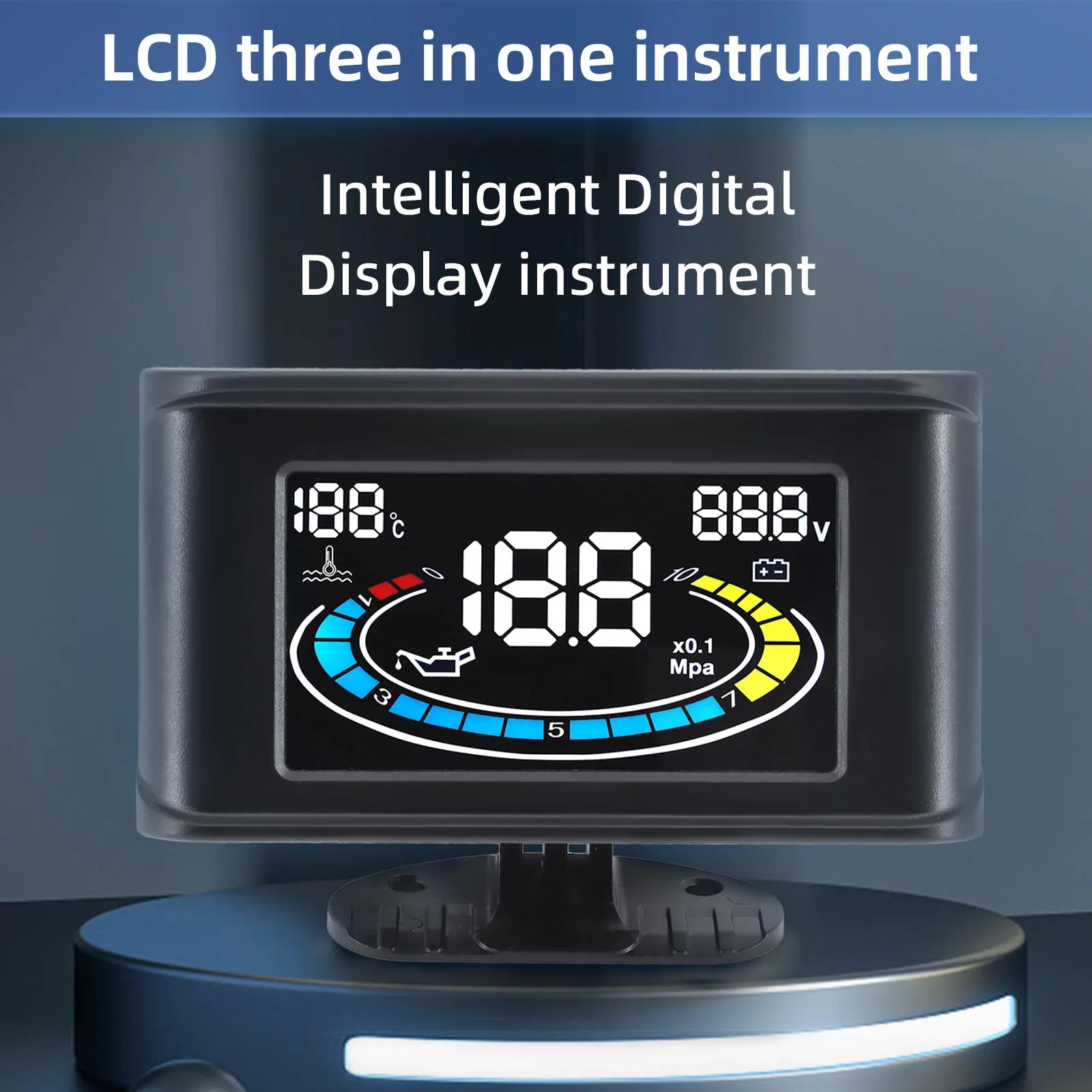 Digital 3 In 1 Car Oil Pressure Meter Water Temp Gauge Voltmeter With 26~40 Adapter(Optional) Universal LCD Gauge 12V 24V