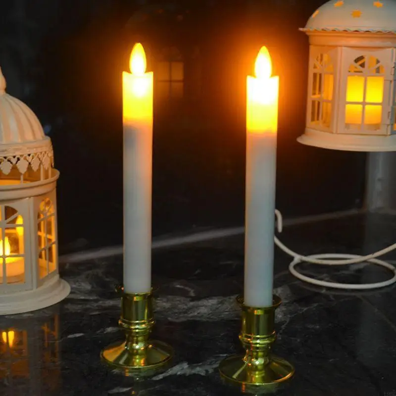 L9BE 2pcs Plastic Gold Plated Base Holder Pillar Candlestick Stand For Electro