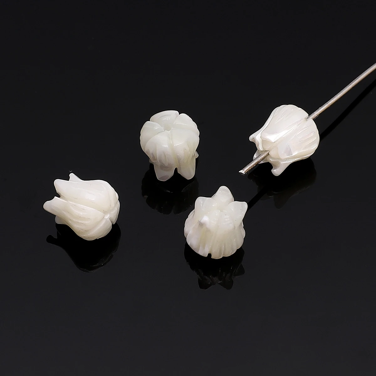 Natural White Shell Orchid Rose Beads Flower Shape Loose Spacer Beads For Jewelry Making Material DIY Bracelet Chain Accessories