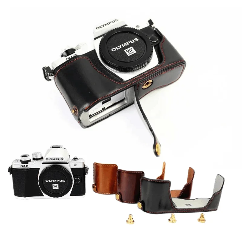 New Half Body Set Cover Camera Bag Case for Olympus E-M10 Mark II EM10 II 14-42mm OM-D E-M10 PU Leather Half Body Set Cover