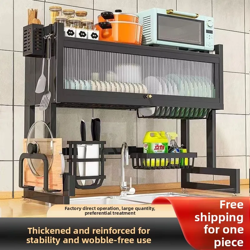 Free Shipping Kitchen Sink Shelf Dish Drain Rack Multifunctional Countertop Dishwasher Sink Sink Dish Storage Cupboard