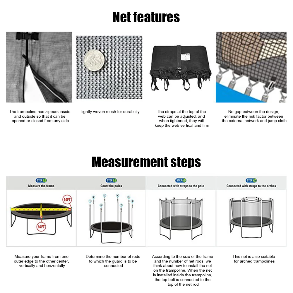 Trampoline Enclosure Safe Nylon Net Trampoline Protection Net for Outdoor Children Injury Prevention Fitness Equipment