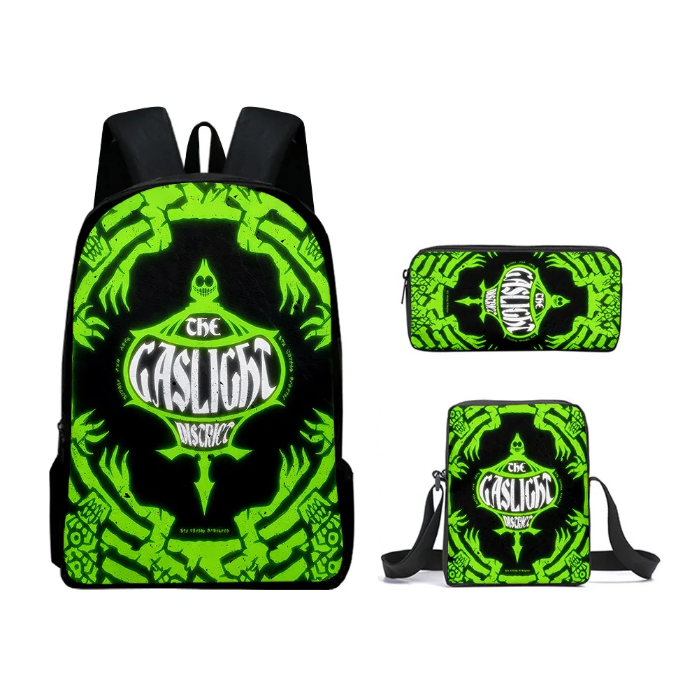 3D New Gas Lamp Area The Gaslight District Backpack Student Backpack Crossbody Bag Pen Bag