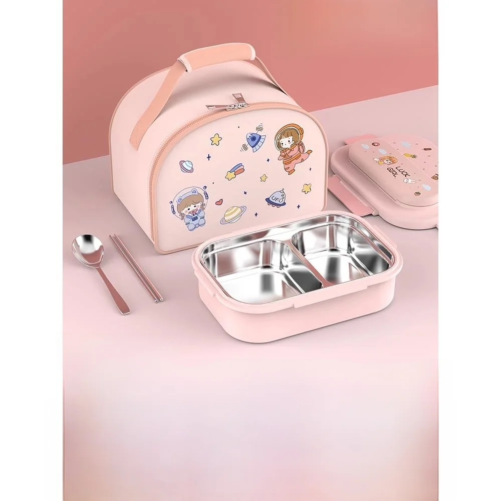 

Student Thermal Stainl Steel Lunch Box Girl Cute Cartoon Design Divided Carent Meal Container Eco-Friendly Diningware