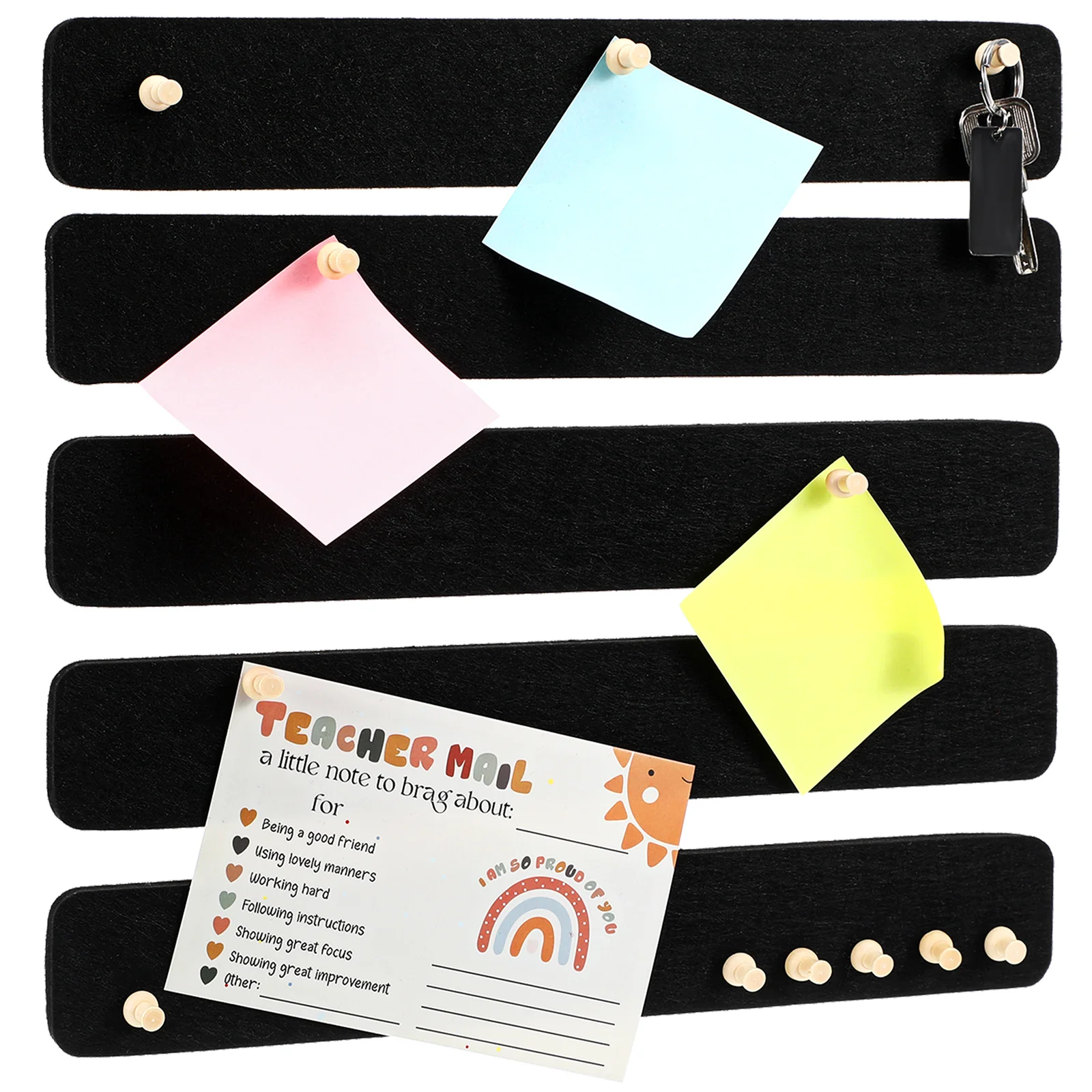 

5pcs Felt Bulletin Strips Memo Board Wall Photo Display Schedule ganizer Holder Office Desk Note Reminder