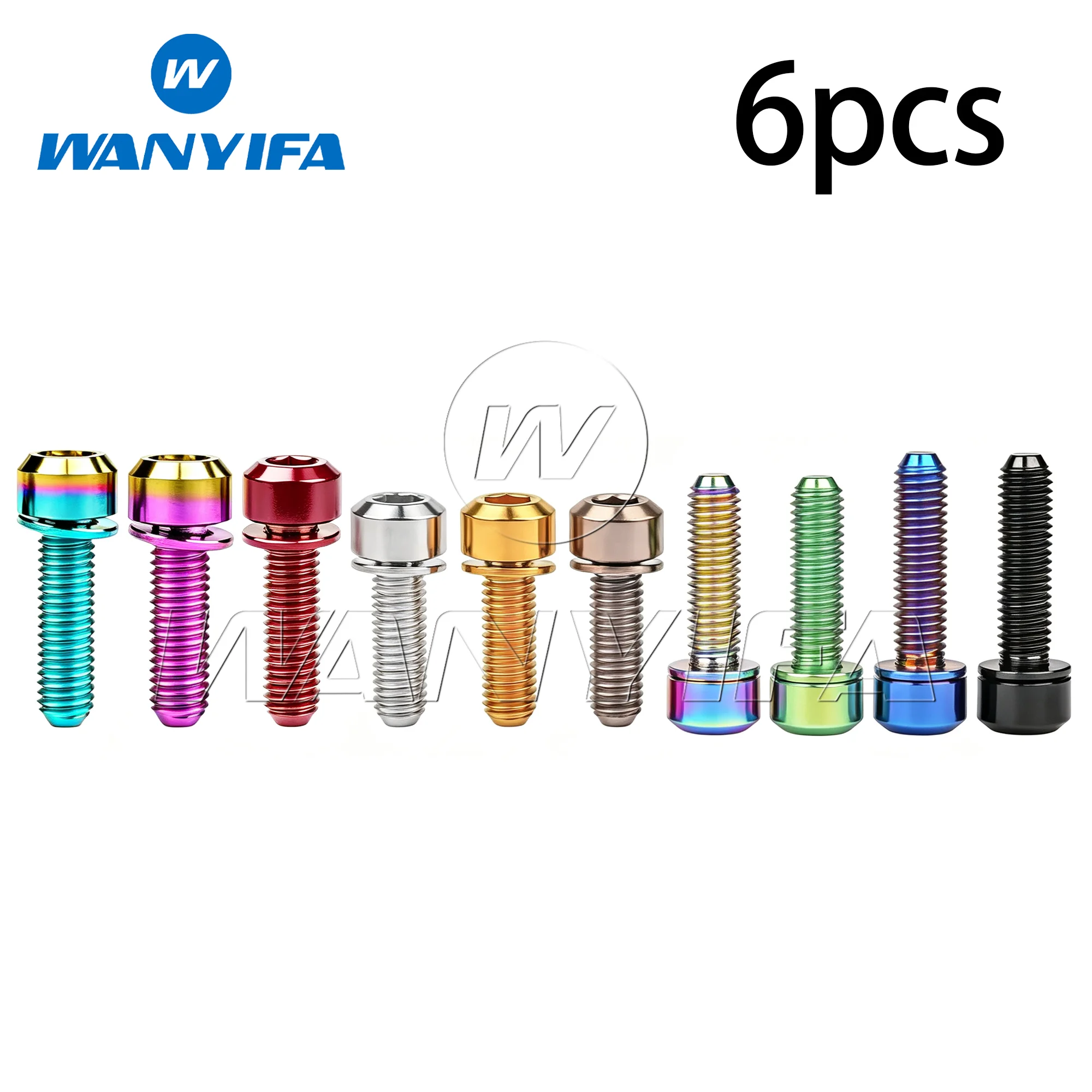 Wanyifa Titanium Bolt M5x16mm M5x18mm M5X20mm Titanium Ti Bicycle Stem Screws with Washer 6Pcs Bicycle Accessory