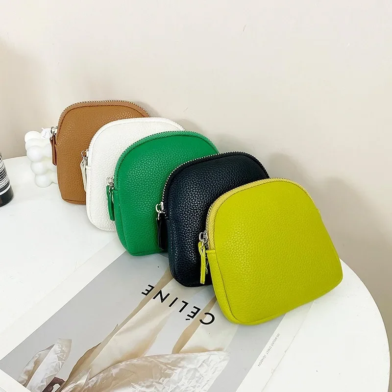 New Fashion Women's Wallets Genuine Leather Shell Design Small Coin Purses Storage Bag Zipper Pocket Key Money Pouch Mini Wallet