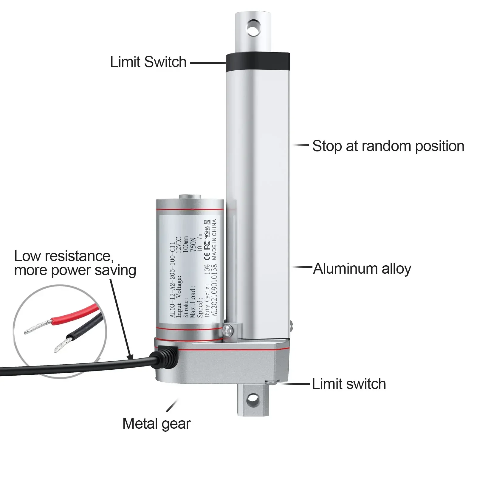 1000N 12V Linear Actuator WIth Remote Control 14mm/s Speed Metal Gear DC Electric Drive Linear Motor 50mm 100mm 150mm Stroke