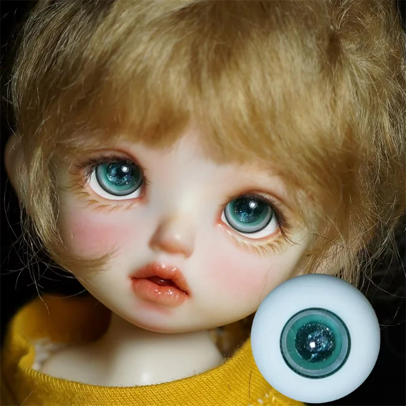 BJD doll eyeballs suitable for 1/3 1/4 1/6 size small iris green l color glitter pattern glass eyeball doll accessories