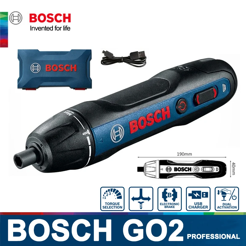 Original Bosch Go 2 Cordless Electric Screwdriver Set 3.6V Rechargeable Automatic Screwdriver Multifunctional Hand Drill