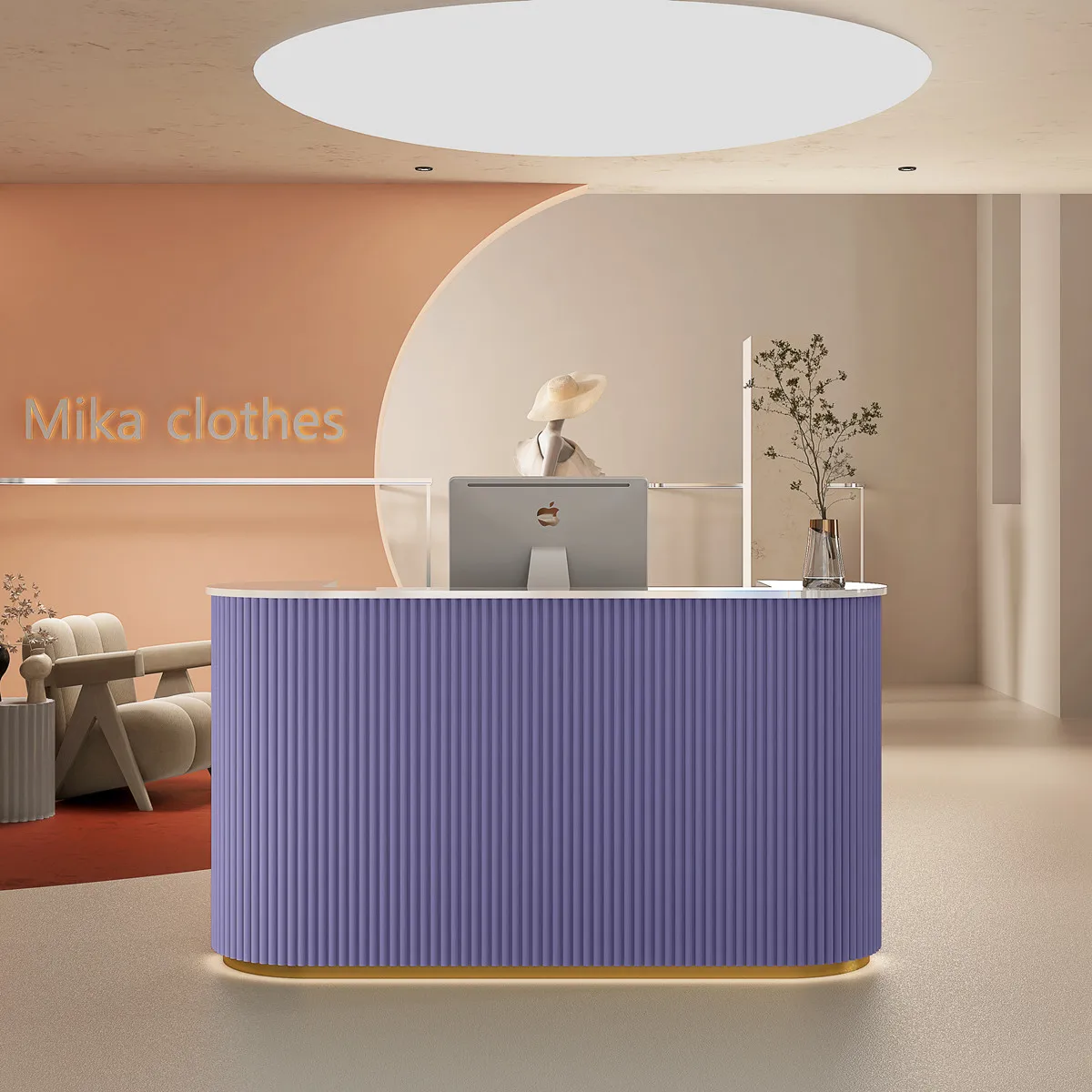 Glass Luxury Reception Desk Lighting Study Conference Console Customizable Spa Front Desk Podium Bureau Meuble Bar Furniture