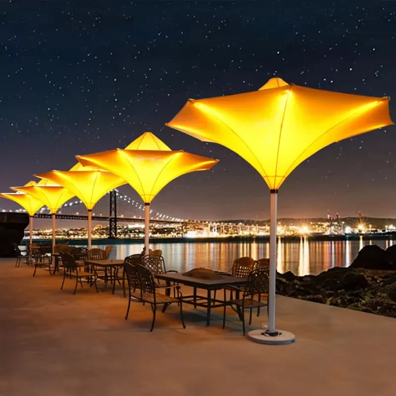 

Waterproof LED Light Aluminum Cantilever Umbrella Lightweight Foldable Outdoor Furniture for Restaurants Hotels Park