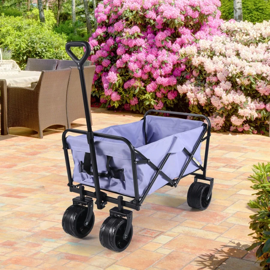 

100L Collapsible Folding Beach Wagon Cart with 220Lbs Large Capacity Wagons Carts Heavy Duty Foldable with Big Wheels for Sand