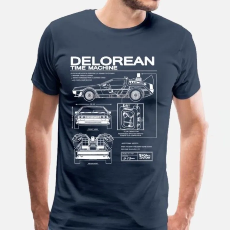 

Back To The Future Delorean Schematic T-Shirt Print TShirt Men Motorcycle Cotton T Shirt Summer Man Hip Hop Tees