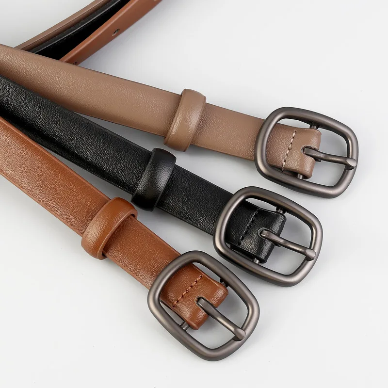 2026 Luxury Black Metal Buckle Pin Jeans Strap Belts Women Simple Design Cowskin Waistbands Dress Shirt Cinturones Para Mujer