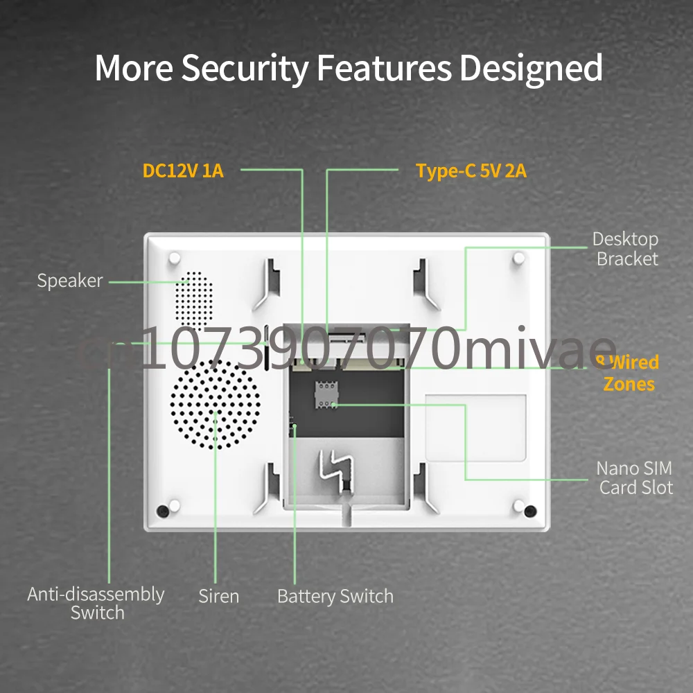 7-inch Smart Security Wireless Alarm System Kit Tuya 4G WiFi Burglar Security Support 8 Wired Zones Built-in Siren