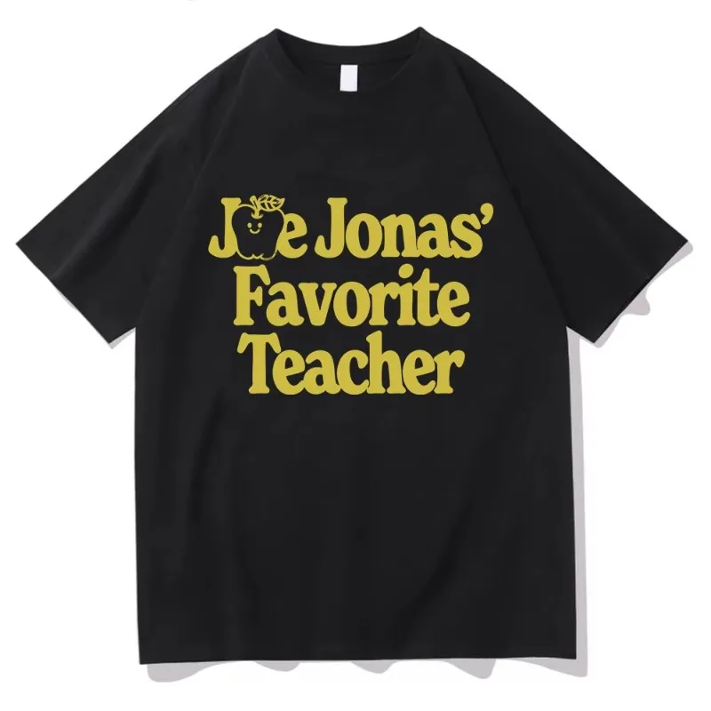 Jonas's Lieblingslehrer-T-Shirt Joe Jonas Cartoon-Druck-Kleidung Neues Design Harajuku Ästhetische Tops für Damen Herren Baumwoll-T-Shirts