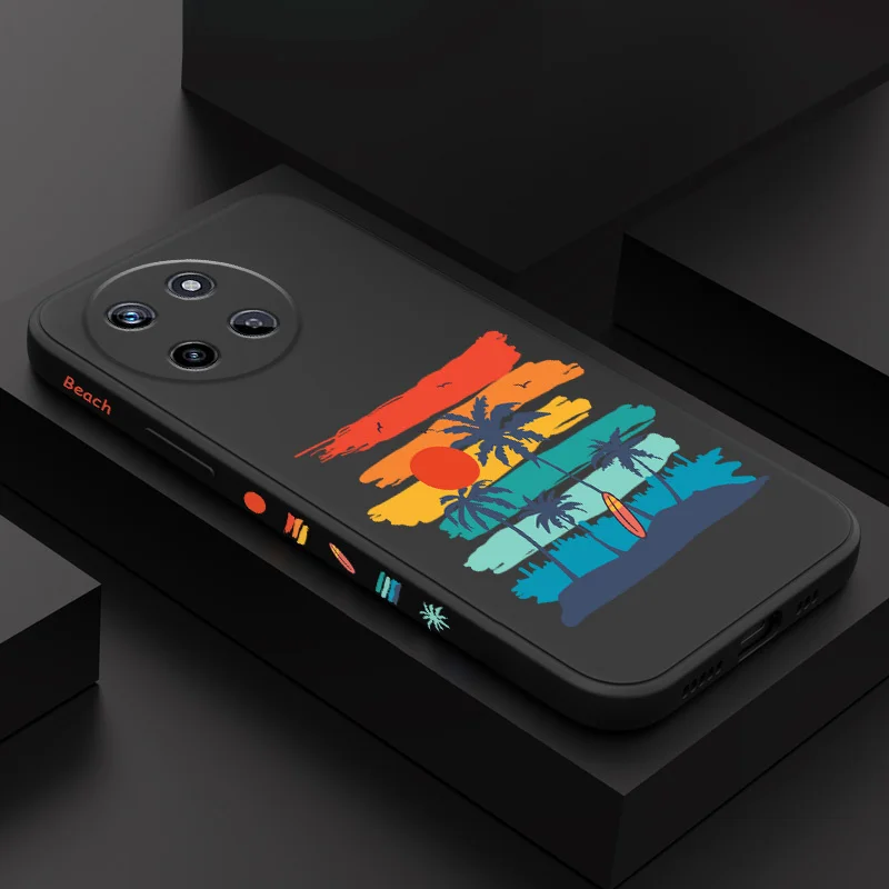 

Retro Beach Notes Phone Case For OPPO Realme 14 13 12 11 10 9 9i 8 8i 7 Pro Plus C35 C21Y C25Y C25 4G 5G Liquid Silicone Cover