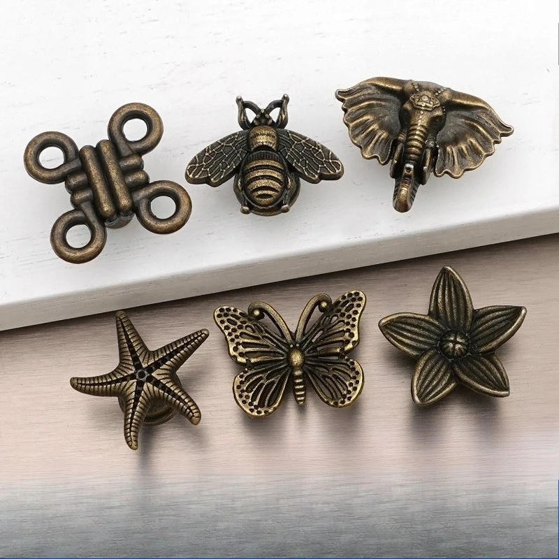 Zinc Alloy Butterfly Pull Handle, Antique French Retro Cabinet Drawer Knob, European Wardrobe Furniture Hardware