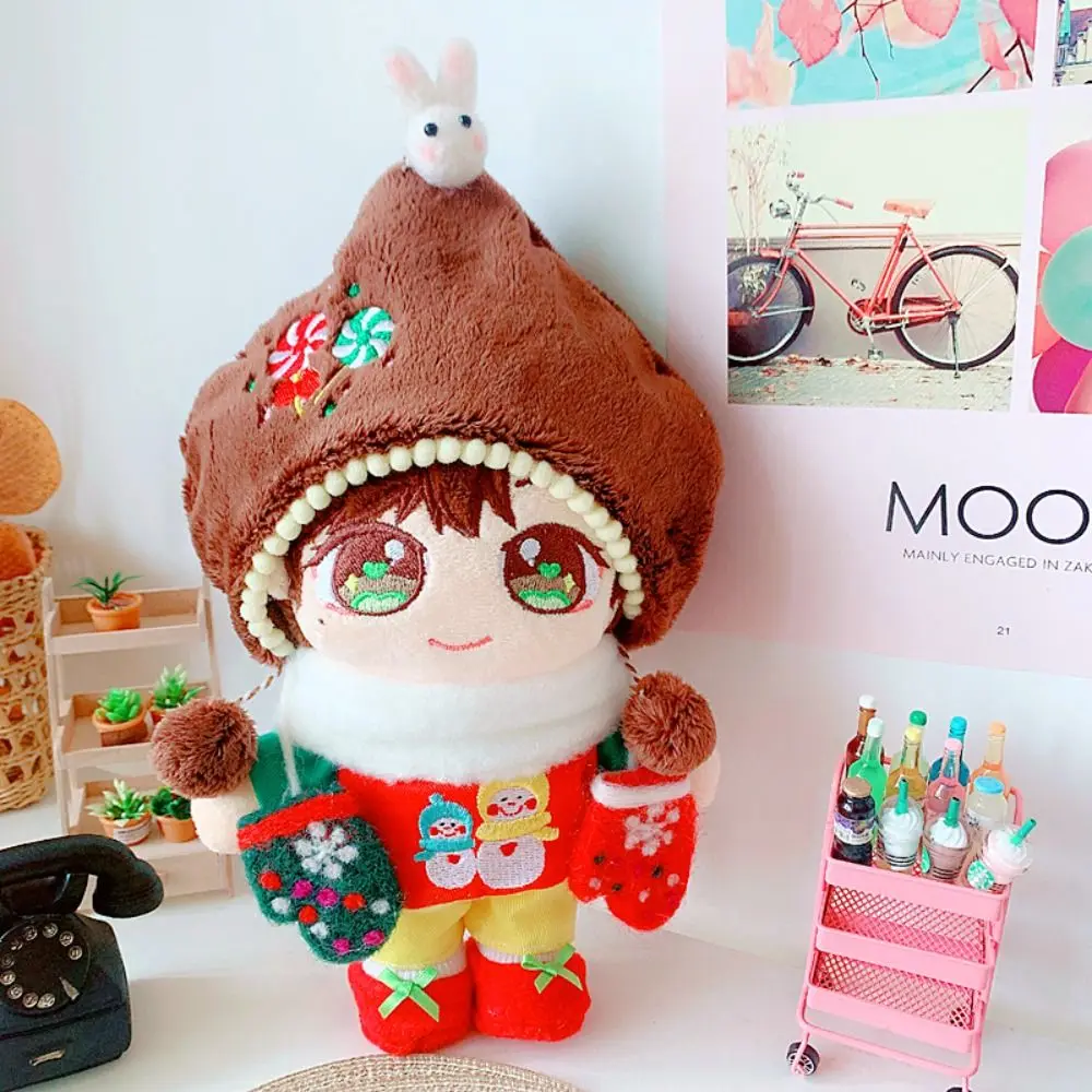 롤리팝 면화 인형 옷 장갑 드레스 면화 인형 정장 세트 컬렉션 눈사람 플러시 장난감 옷 어린이 선물