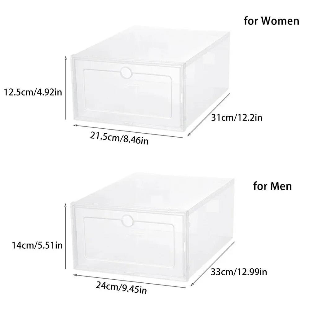 6pcs Transparent Shoes Box Fold Storage Shoes Case Stackable Shoe Organizer Home Dust-proof Moisture-proof Shoe Storage Case