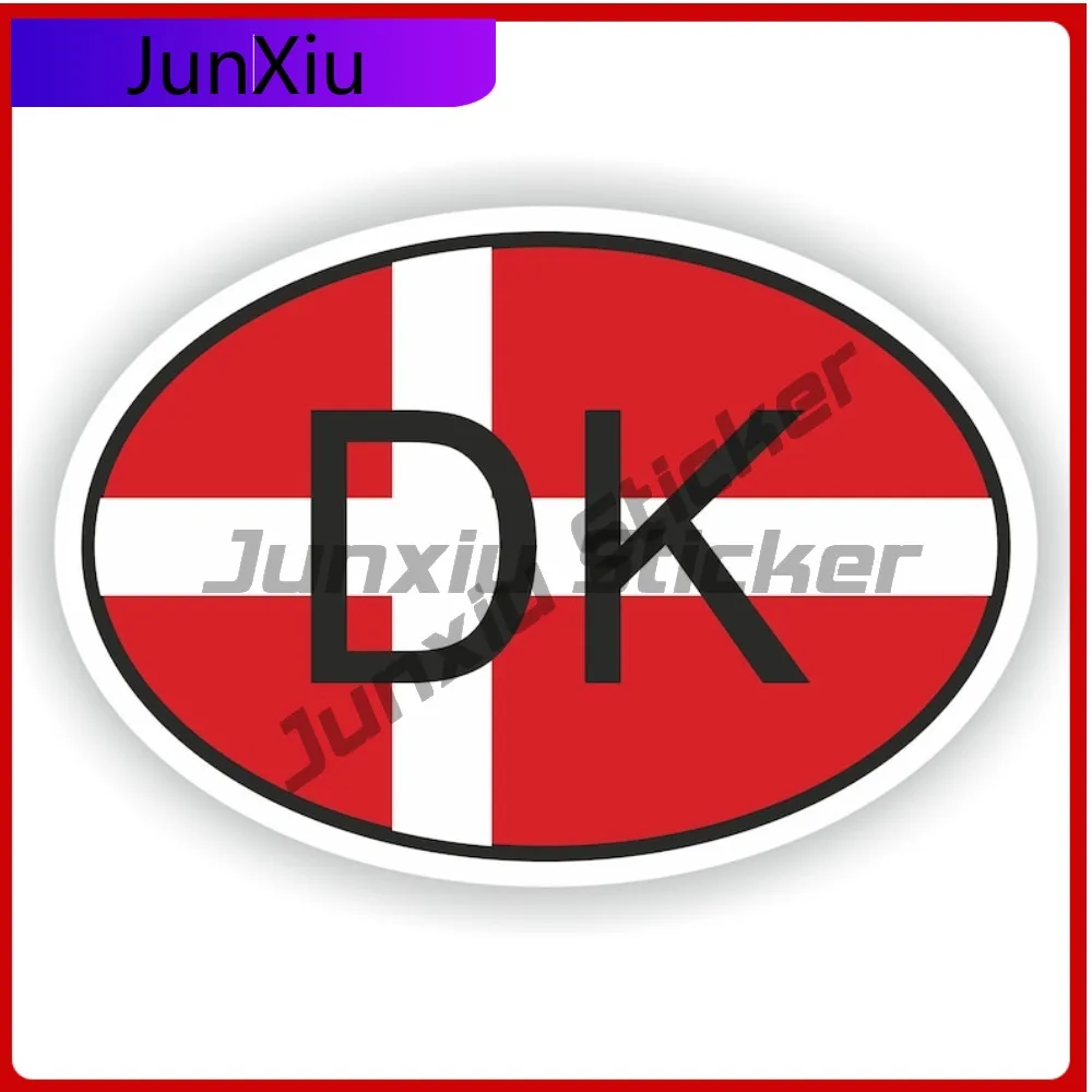 

Denmark Oval Country Code Mk Flag National Emblem With White Border Vinyl Decals Scratch Cover Adventure Motorcycle Stickers Cus