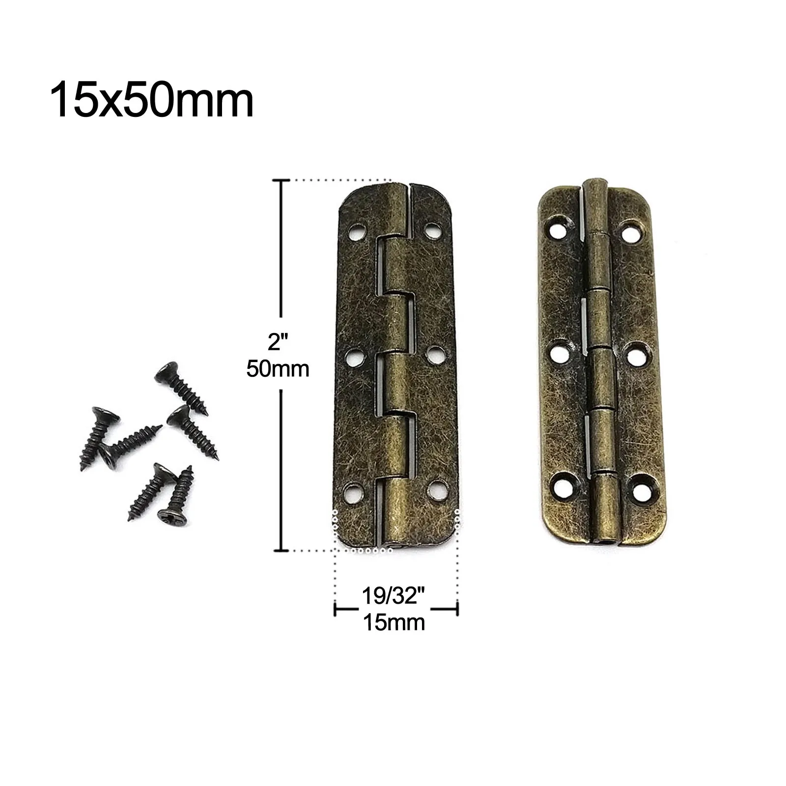 HZYUEGOU 12 Stück Antik-Messing-Bronze Vintage-Schmuckkästchen Geschenk-Wein-Holzkiste Verlängerte Lange Scharniere mit 6 Schrauben aus Eisen – Detail 1