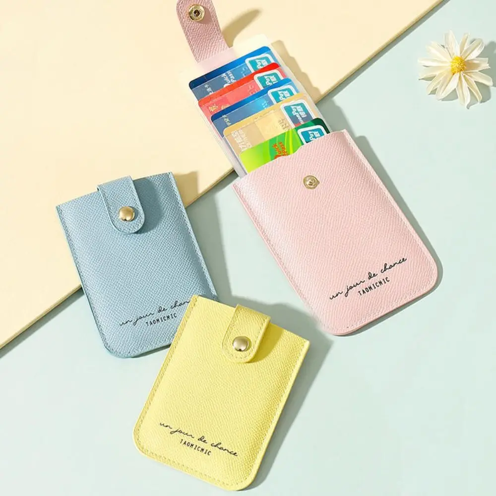 Мини-кошелек из искусственной кожи с 6 карманами для карт, выдвижной кошелек для монет, ламинированный скрытый чехол для визитных карточек для женщин и девочек