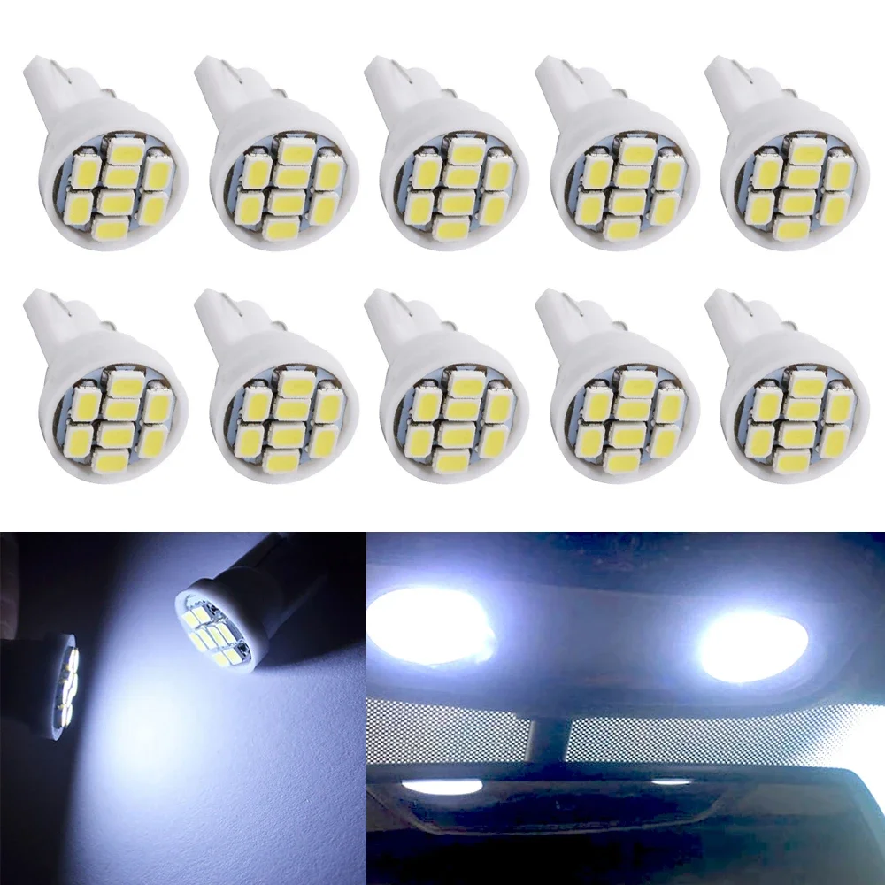 

10Pcs Car Driving Led 8Smd 1206 Auto Interior Dome Reading Light Wedge Lighting DC 12V White Cob Bulb Dashboard Lamp Turn Signal