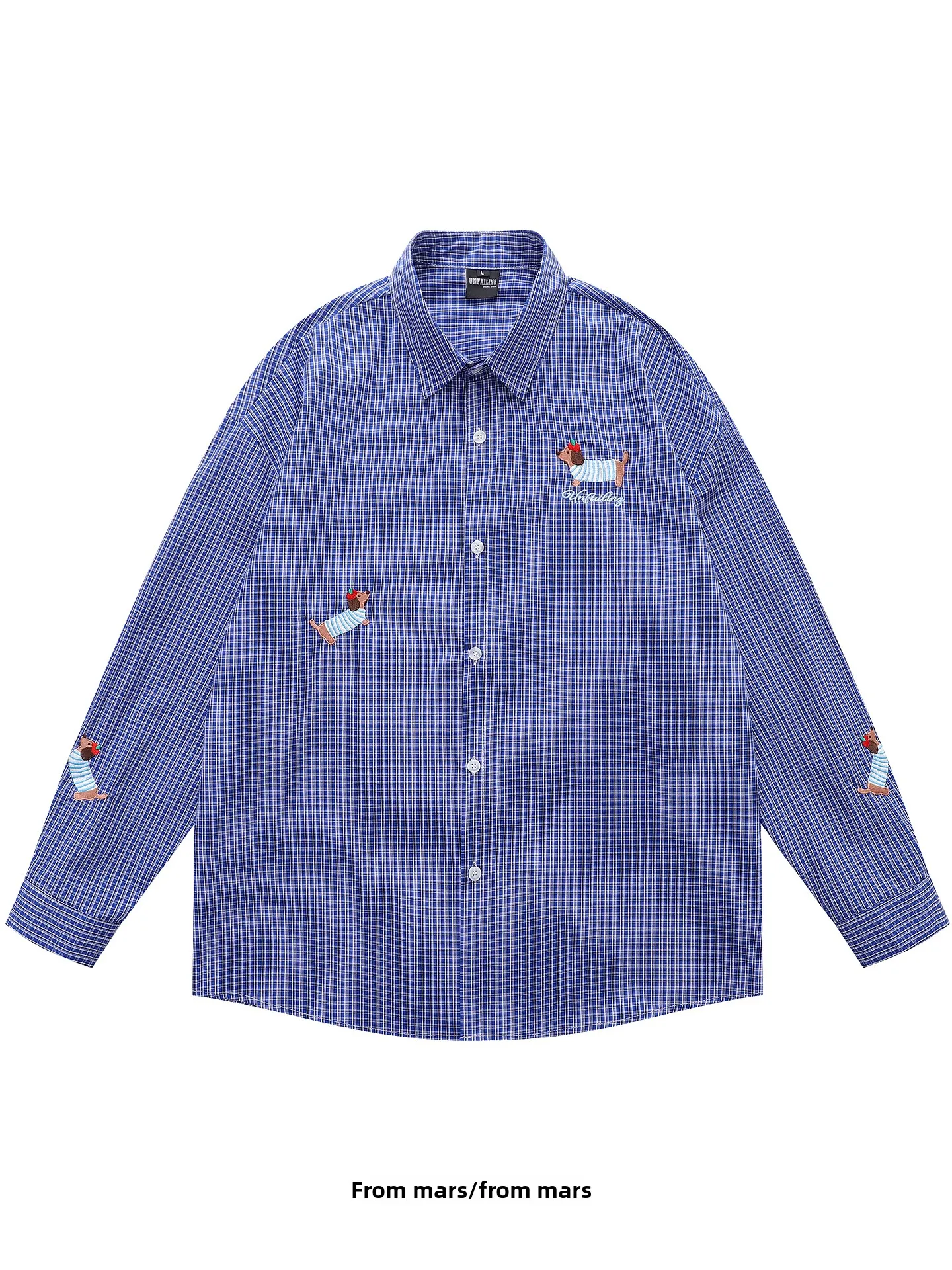 

Faionable Blue Animal Print Loose Long Sve irt Casual Academy Sle from Breathable Comfortable Youthful irt