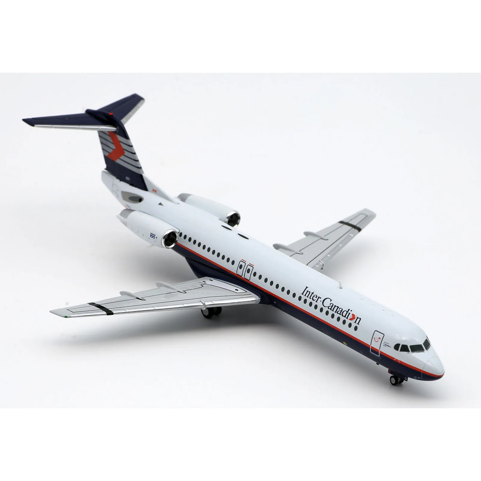 LH2211 Alloy Collectible Plane Gift JC Wings 1:200 Inter Canadian Fokker 100 Diecast Aircraft Jet Model C-FICO With Stand