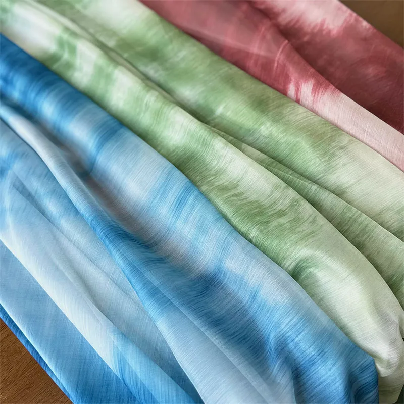 Tie-dye Gradient Color Printed Cloth Imitation Tencel Crepe Fabric Ring Wedding Decoration Gauze Skirt Fabric