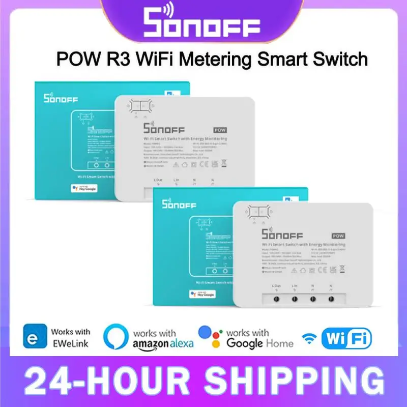 

SONOFF POW R3 WiFi 25A Power Metering Smart Switch Overload Protection Energy Saving Track On Voice Control Via Alexa EWeLink