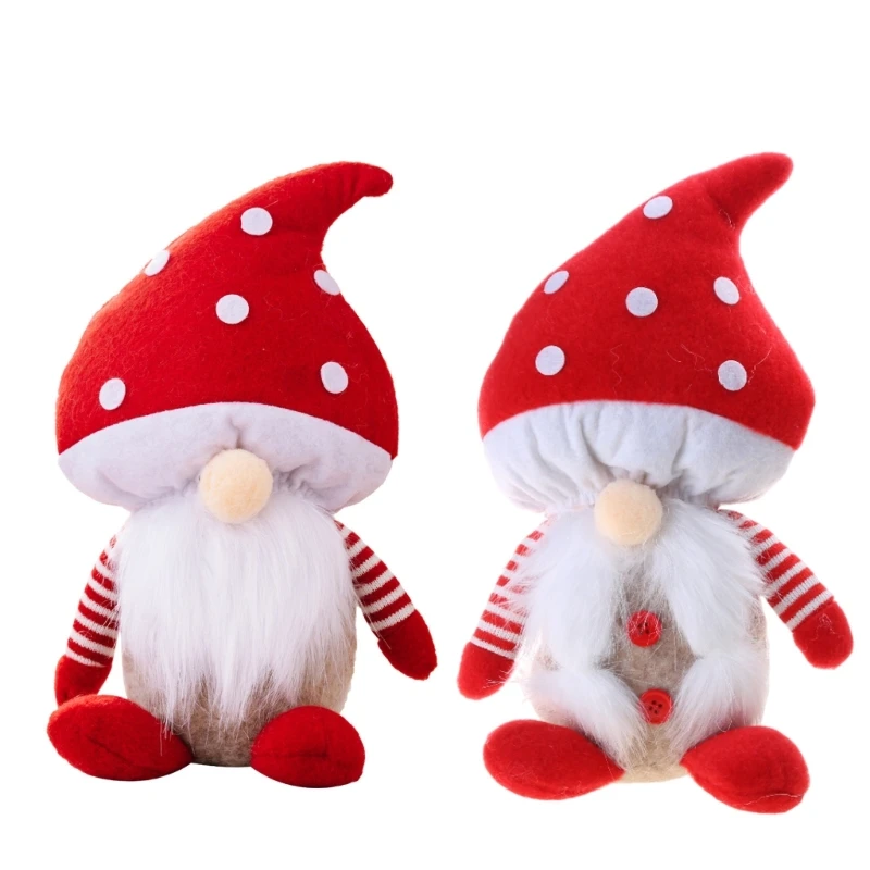 

Summer Mushroom Gnomes Plush Spring Decoration Handmade Scandinavian Tomtes Gift