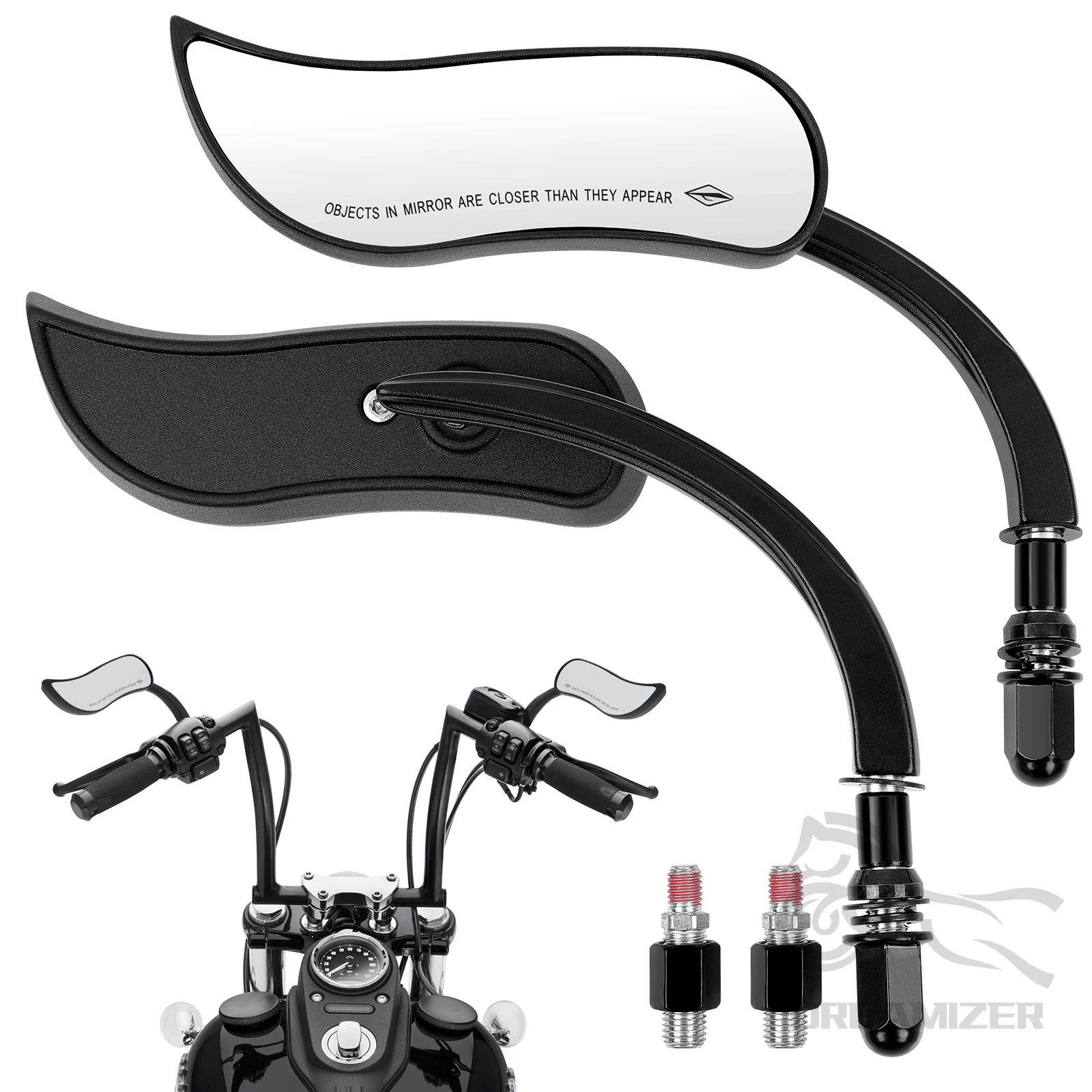 8 mm 10 mm Motorcycle Rear View Mirror 360 Degree Black For Harley Softail Dyna Sportster Street Bike Scooter Chopper Cruiser