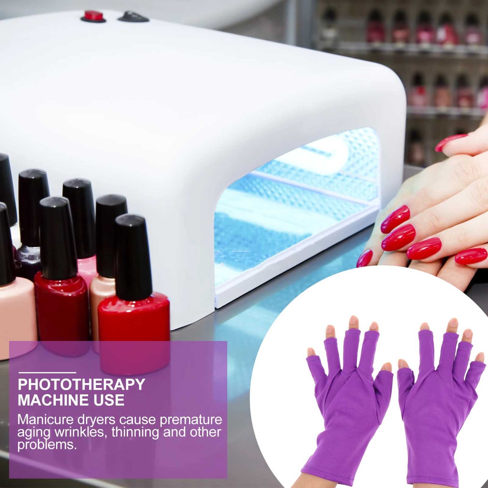 

2 шт., перчатки с защитой от ультрафиолета для гелевого маникюра, анти-УФ-перчатки для дизайна ногтей, маникюрные инструменты на половину пальца, принадлежности для маникюрного салона