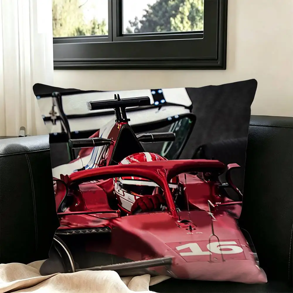 Charles Leclerc-Racing car Square Double-Sided printed Pillow Case Bedroom Bedside Pillow Sofa Cushion Cover