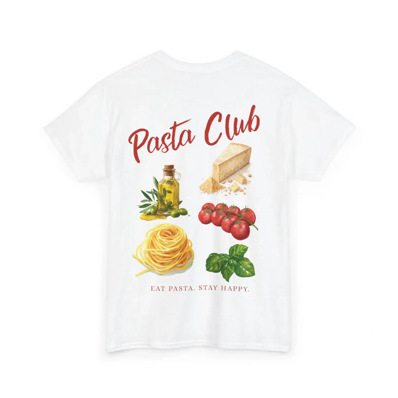 Pasta Club illustration T Shirt ingredients graphic unisex vintage Washed homme Stylish Top For Everyday Wear fashion Versatile