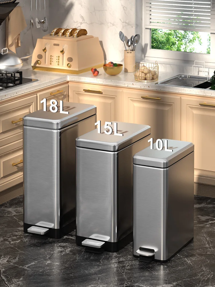 

Ножная педаль из нержавеющей стали Tra Can для кухни, домашнего использования с крышкой, офис, гостиная, Batoom, новая модель 2025 года, современная простая S...