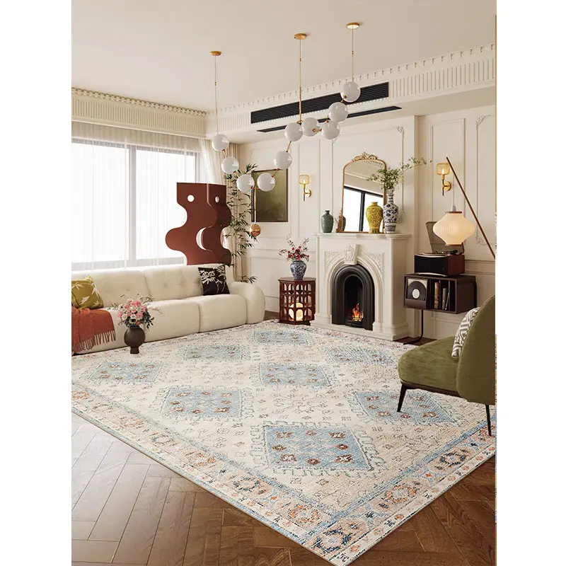 Blue Color Perrsian Ethnic Rug Carpet for Living Room Bohemian Style Vintage Cloakroom Study Rug Soft Coffee Table Floor Mat Rug