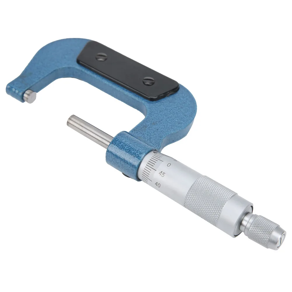 Carbon Steel Construction Outside Micrometer Locking Device U-Shaped Frame Spiral Micrometer Measurement Range 25-50mm