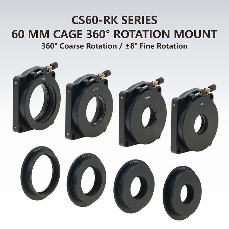 ZUIDID-CS60-RK Series 60 Mm Cage 360° Rotation Mount, 360° Coarse Rotation, ±8° Fine Rotation