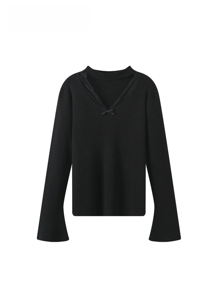 

CaraCLUB plus Size Long Sve Lace Blouse Women's Autumn Winter New Sle Retro Fit Loose Knitted Top Skin-friendly Breathable